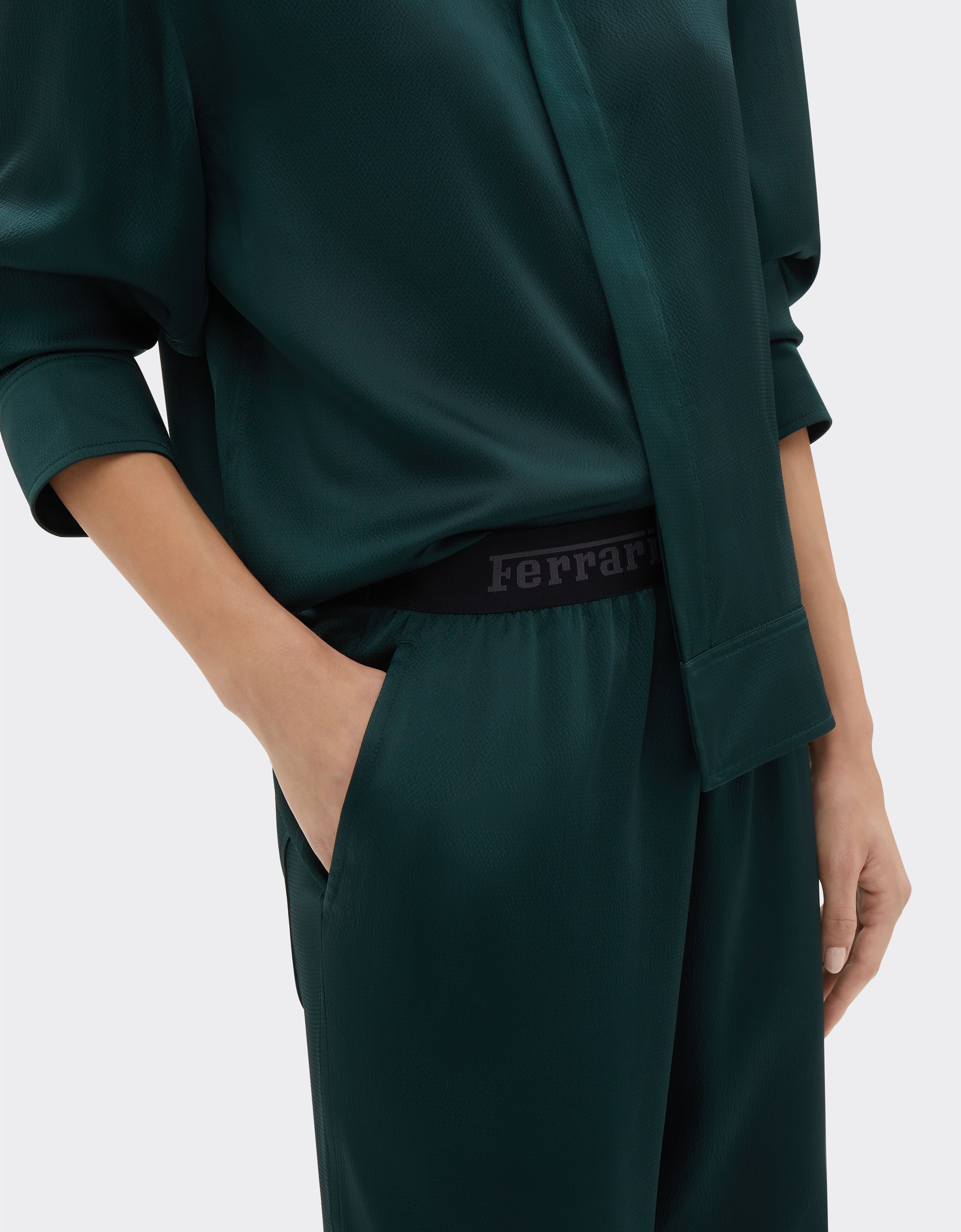 Ferrari Hammered satin trousers with Ferrari elastic band Verde militar 21165f