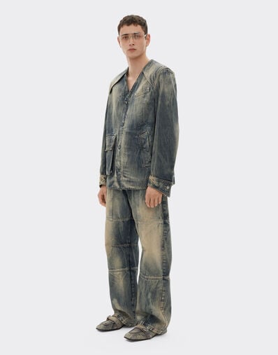 Ferrari Acid-washed denim shirt Blu Denim 51184f