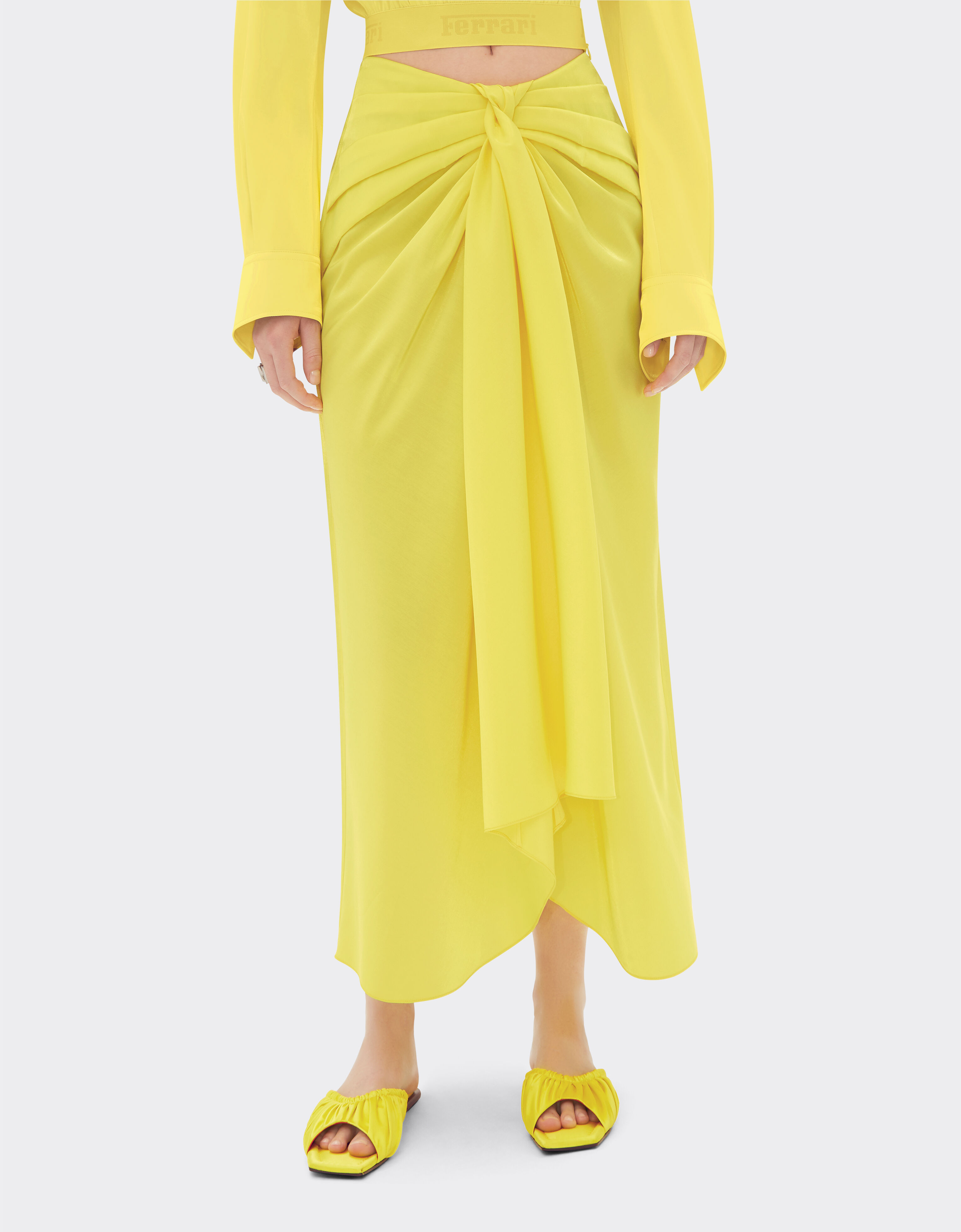 Ferrari Midi skirt in shiny viscose Giallo Modena 21880f