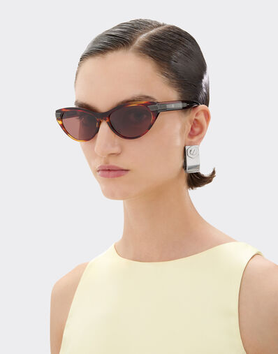 Ferrari Ferrari brown striped acetate sunglasses with brown lenses Brown LA0EYf