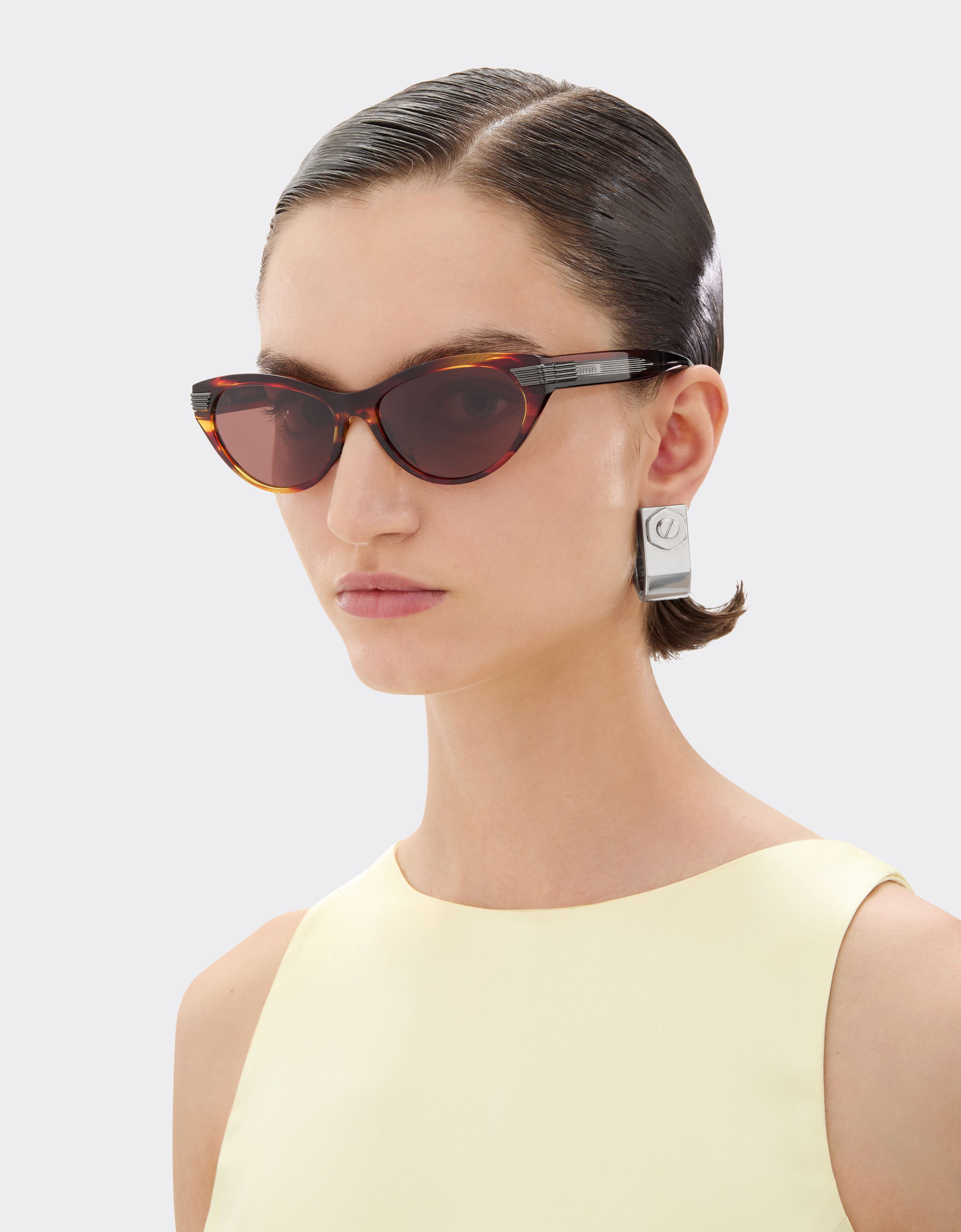 Ferrari Gafas de sol Ferrari de acetato marrón a rayas con cristales marrones Marrón LA0EYf