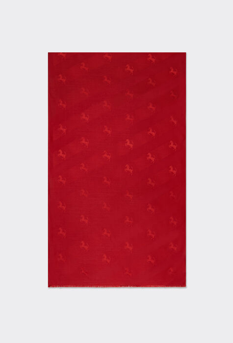 Ferrari 跃马图案羊毛与真丝围巾 Rosso Corsa 红色 47148f