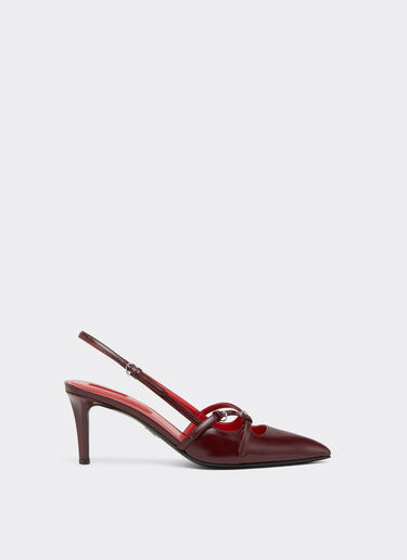 Slingback-Pumps aus glänzendem Leder Ferrari Slingback-Pumps aus glänzendem Leder Kirsche 49744f