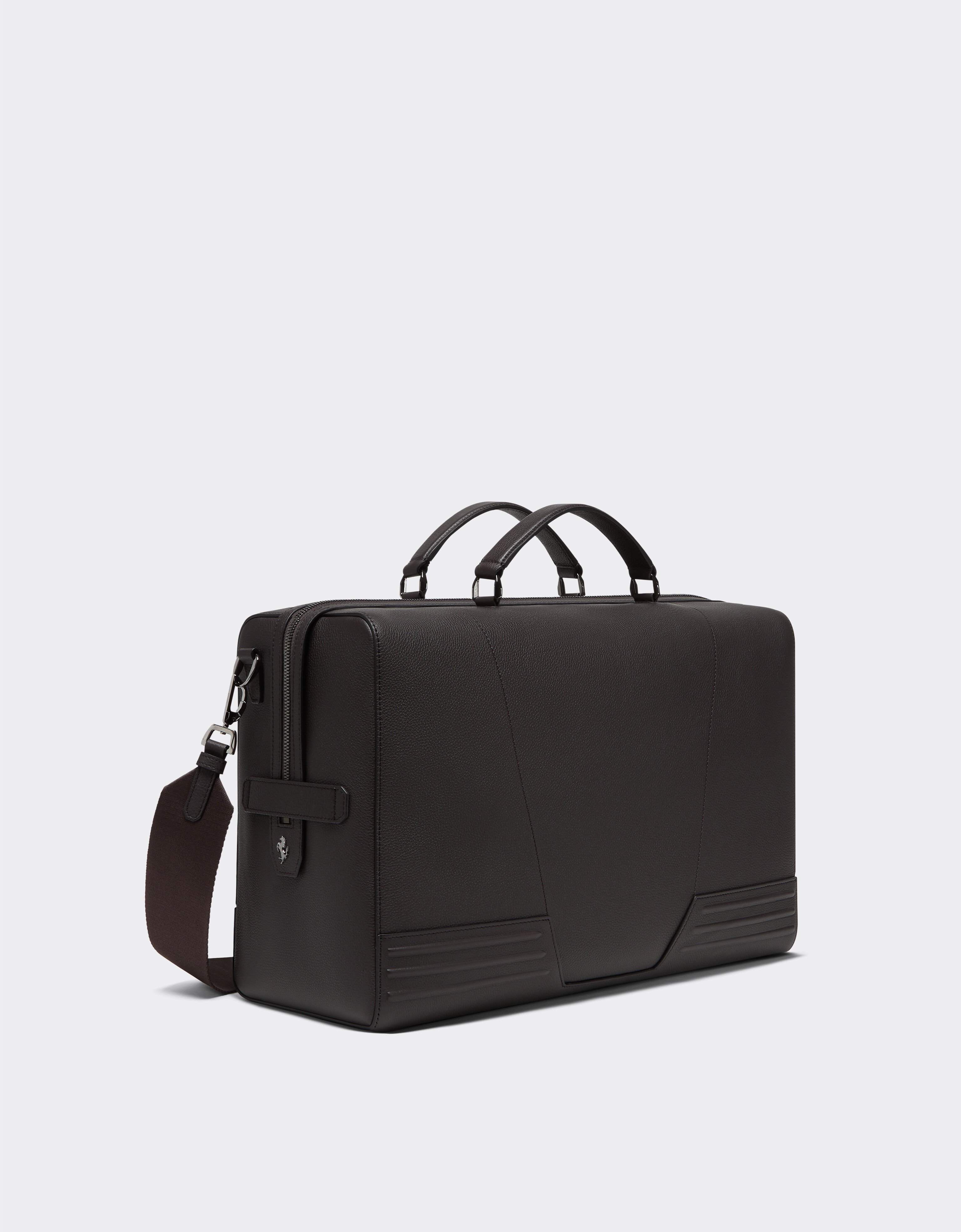 Ferrari Grained leather duffle bag Dark Brown 21371f