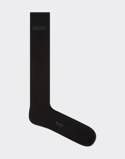 Ferrari Lisle thread knee-high socks with Ferrari logo Black 22314f