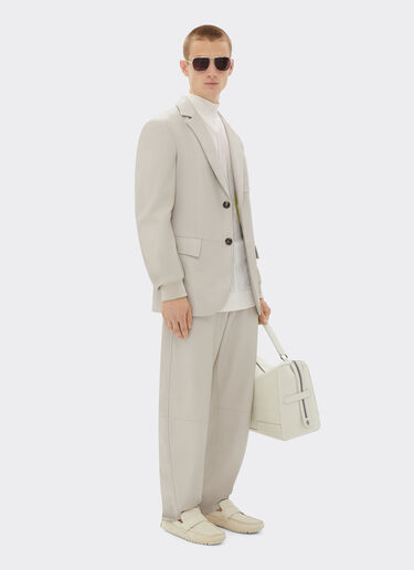Ferrari Blazer en cuir nappa avec poignets tricotés Écru 21775f