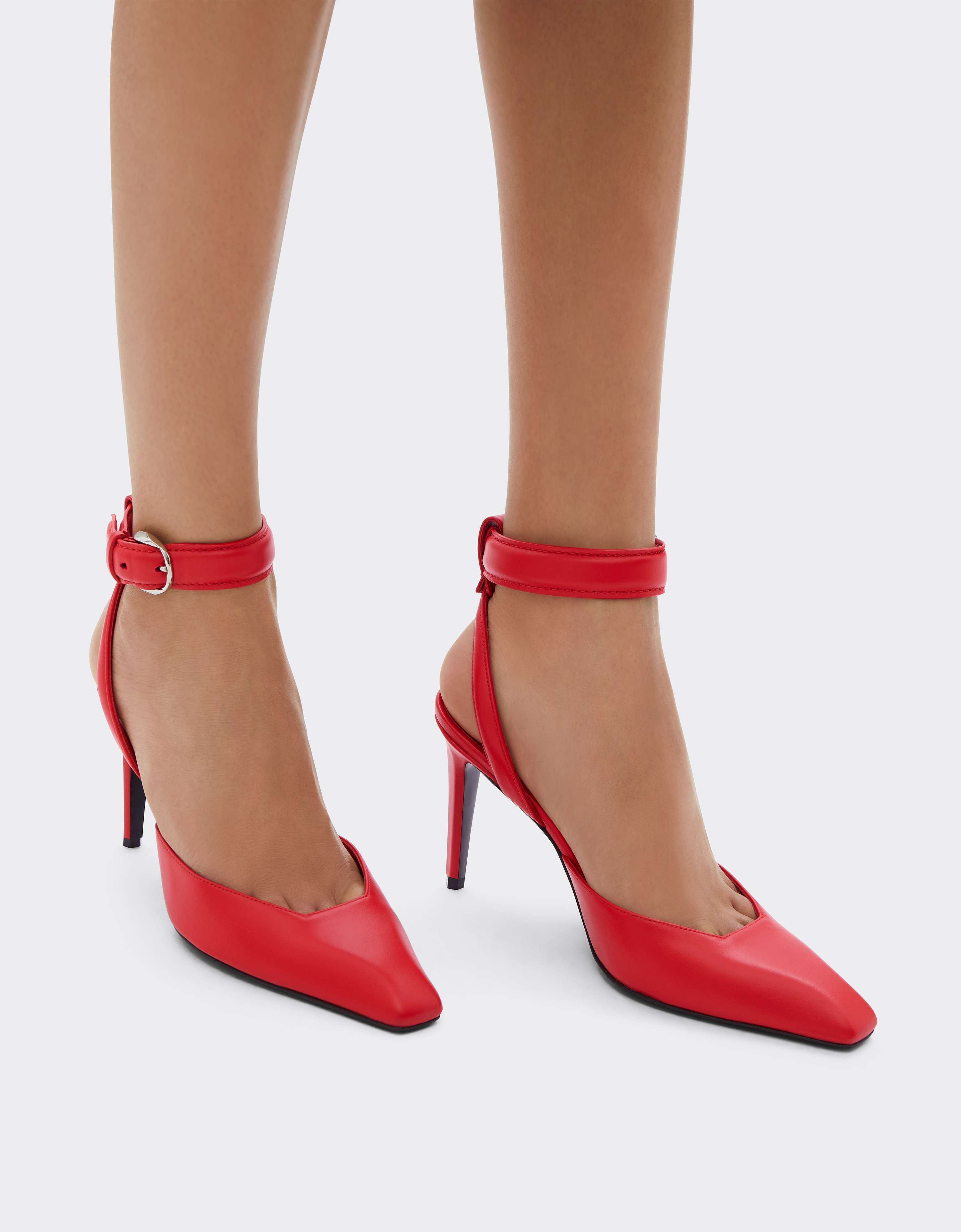 Leather Heeled Sandal Ferrari Leather Heeled Sandal Rosso Magma CSWSA0011XL00003f