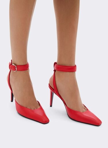 Leather Heeled Sandal Ferrari Leather Heeled Sandal Rosso Magma CSWSA0011XL00003f