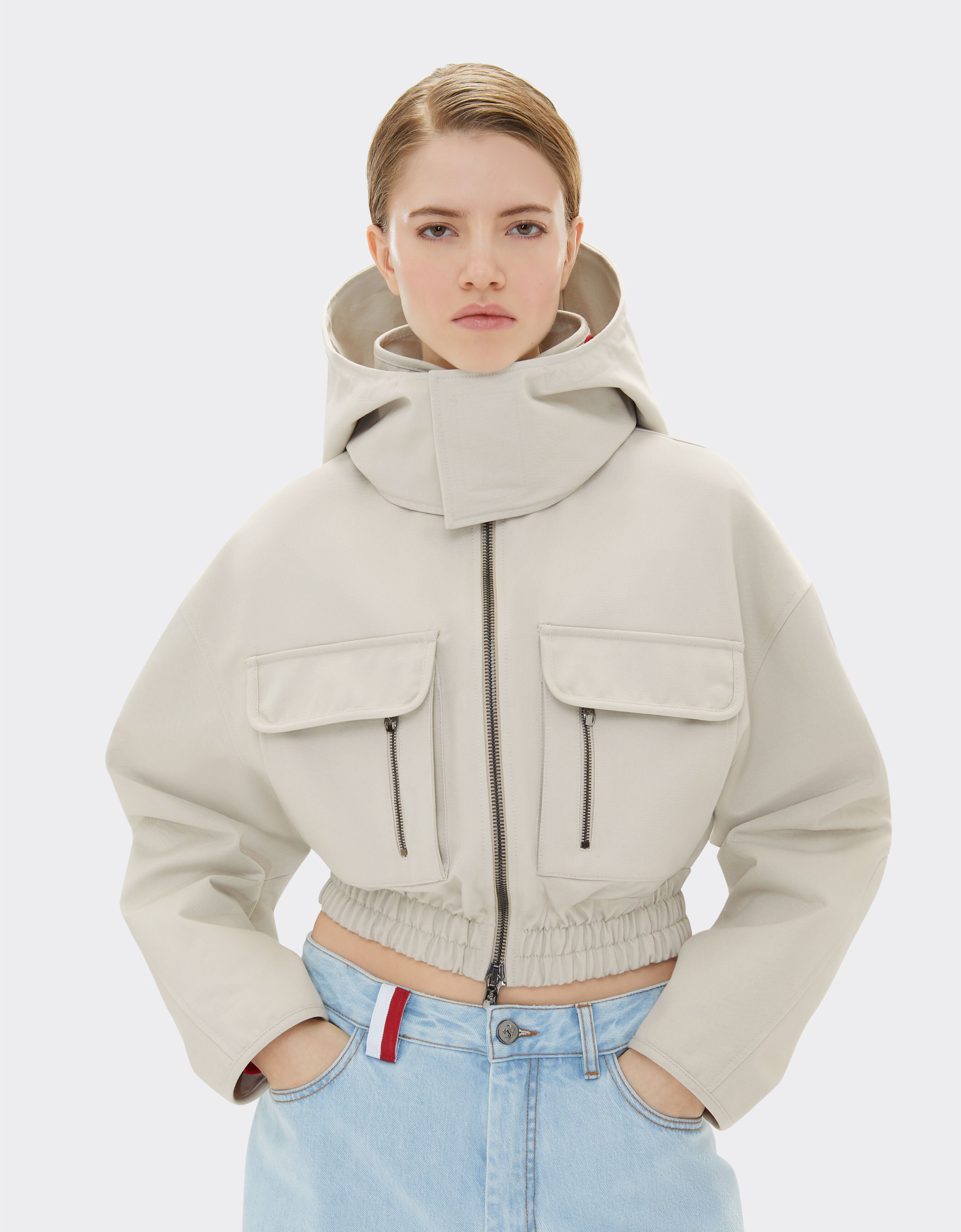 Ferrari Ferrari x Charles Leclerc cropped gabardine parka Ecru 22768f