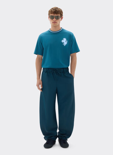 Ferrari Cotton T-shirt with embossed Prancing Horse Peacock 49119f