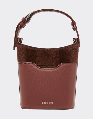 Ferrari Mini shearling bucket bag Espresso 49267f
