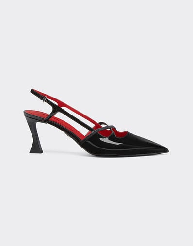 Slingback shoes in black patent leather with midi heel Ferrari Slingback shoes in black patent leather with midi heel Black 21286f