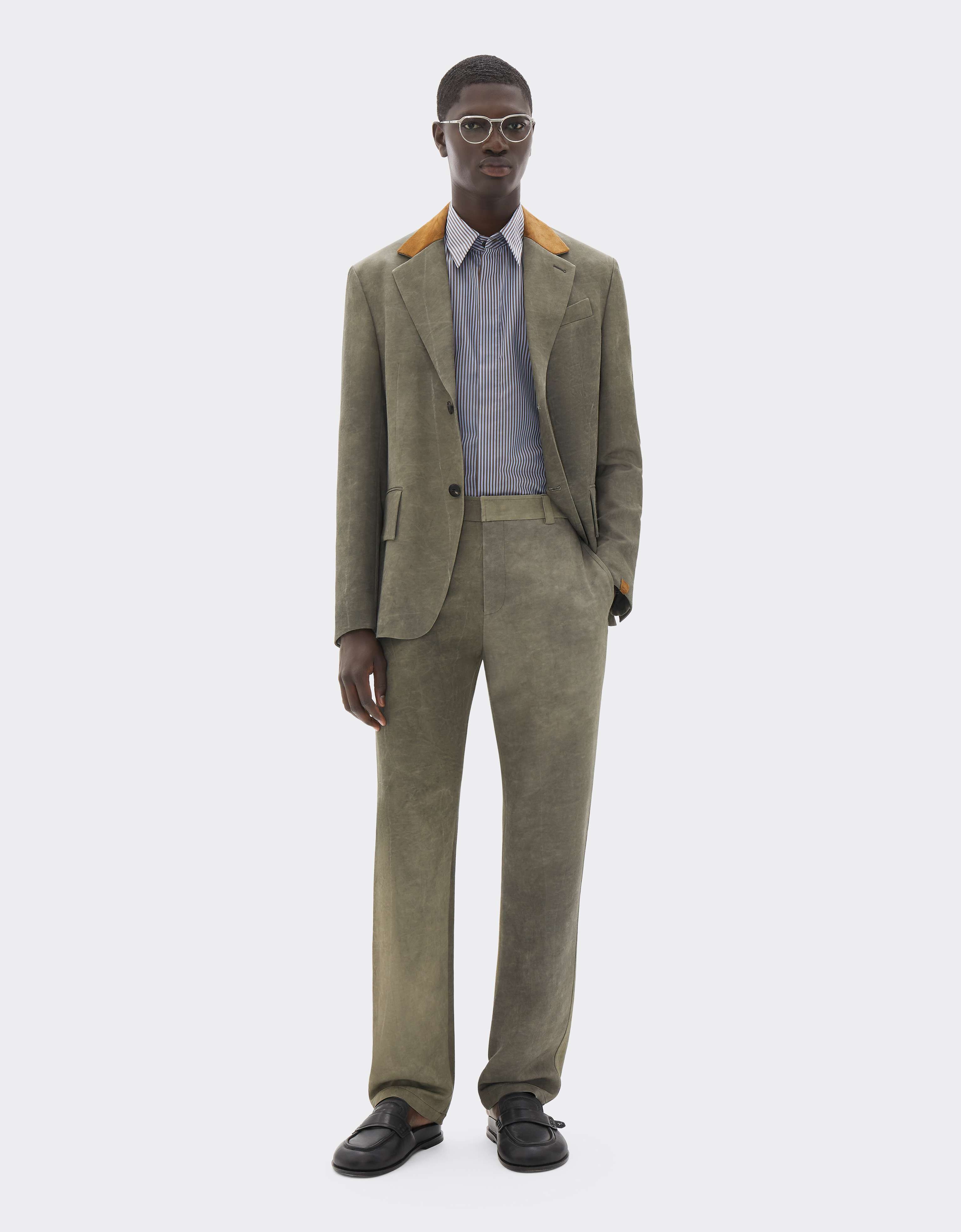 Pantaloni in Cady di Viscosa con Effetto Lavato Ferrari Pantaloni in Cady di Viscosa con Effetto Lavato Olive green CWMTR0016WVI0005f