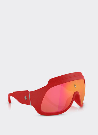 Ferrari Red Ferrari Limited Edition shield sunglasses in injected material and leather with red mirror lens Red F1580f