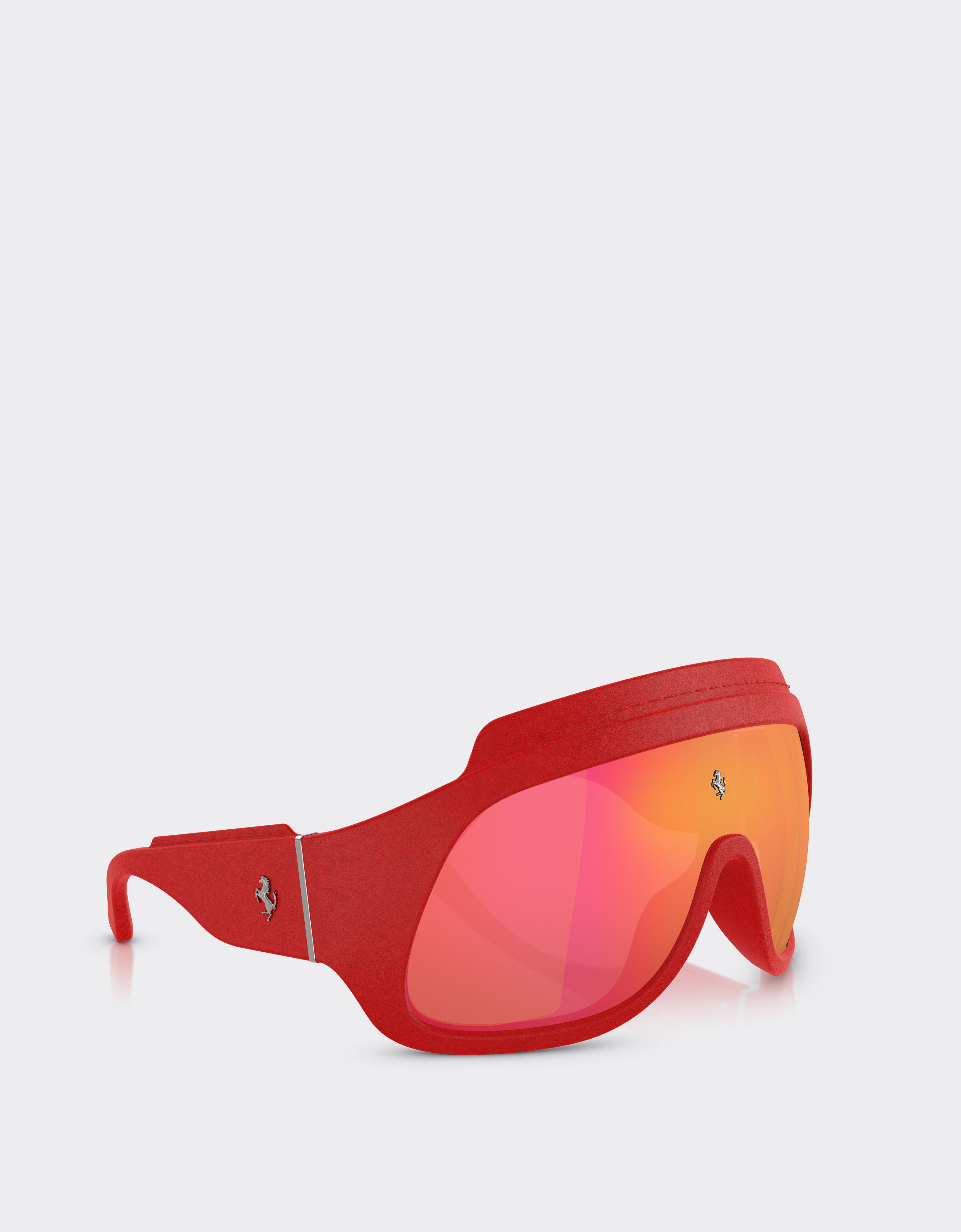 Ferrari Red Ferrari Limited Edition shield sunglasses in injected material and leather with red mirror lens Red F1580f