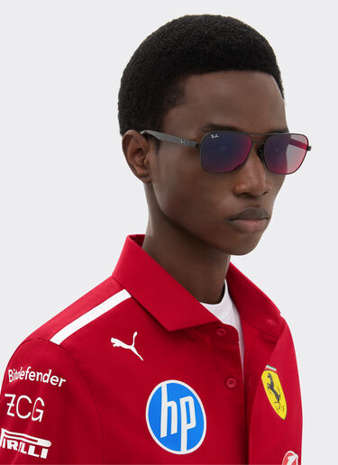 Ray-Ban for Scuderia Ferrari RB8336M in matt black metal and dark carbon fibre with blue/red mirror dark grey lenses Ferrari Ray-Ban for Scuderia Ferrari RB8336M in matt black metal and dark carbon fibre with blue/red mirror dark grey lenses Black Matt LA02Bf