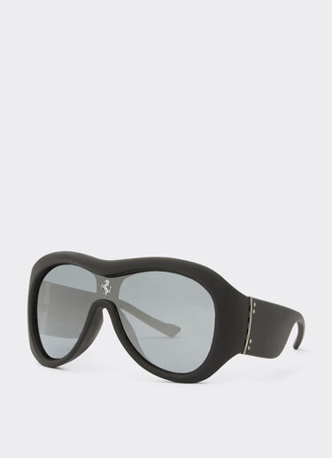 Ferrari Limited Edition Ferrari black leather covered sunglasses with black mirror lens Black F1245f