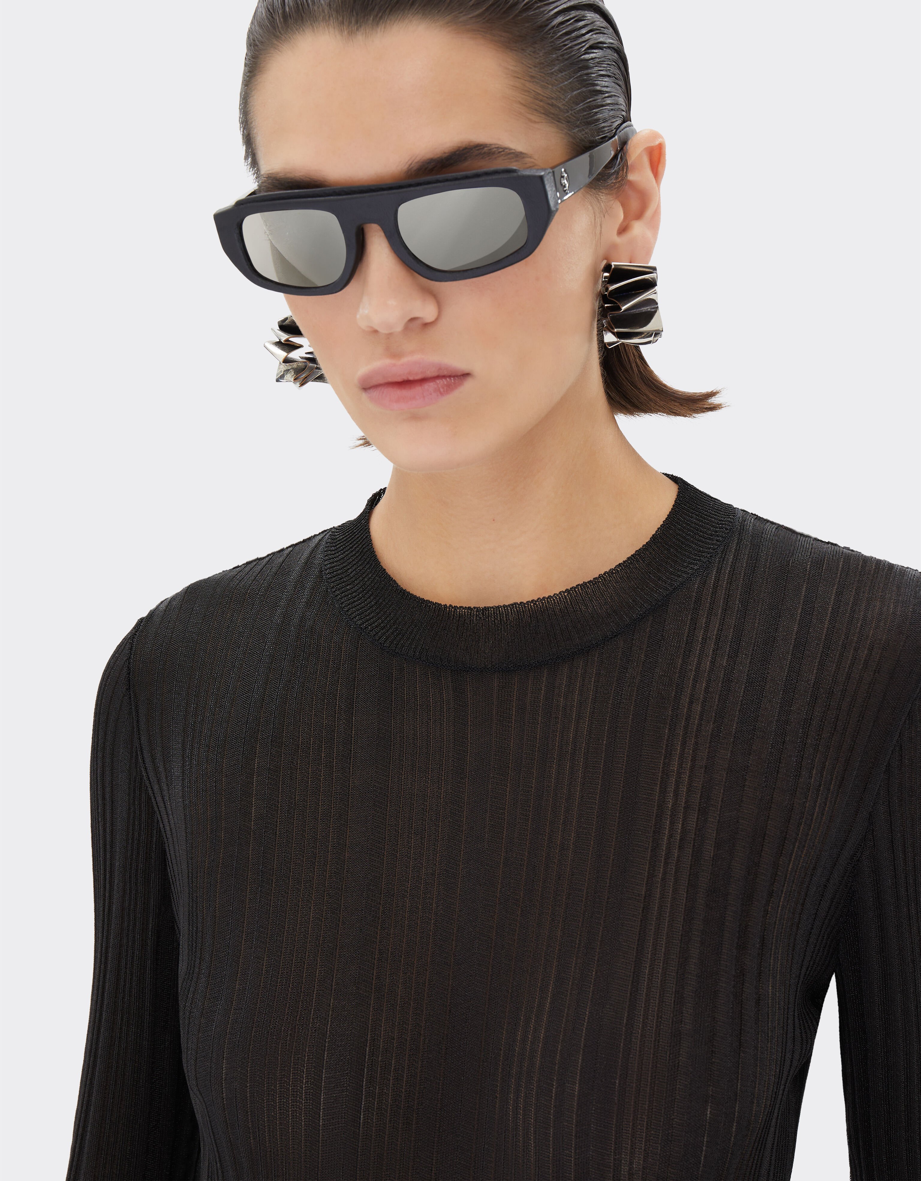 Ferrari Long-sleeved top in viscose and lurex Black 21664f
