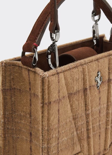 Ferrari GT micro tote bag in wool tartan and suede leather Ferrari Ferrari GT micro tote bag in wool tartan and suede leather Espresso 49126f