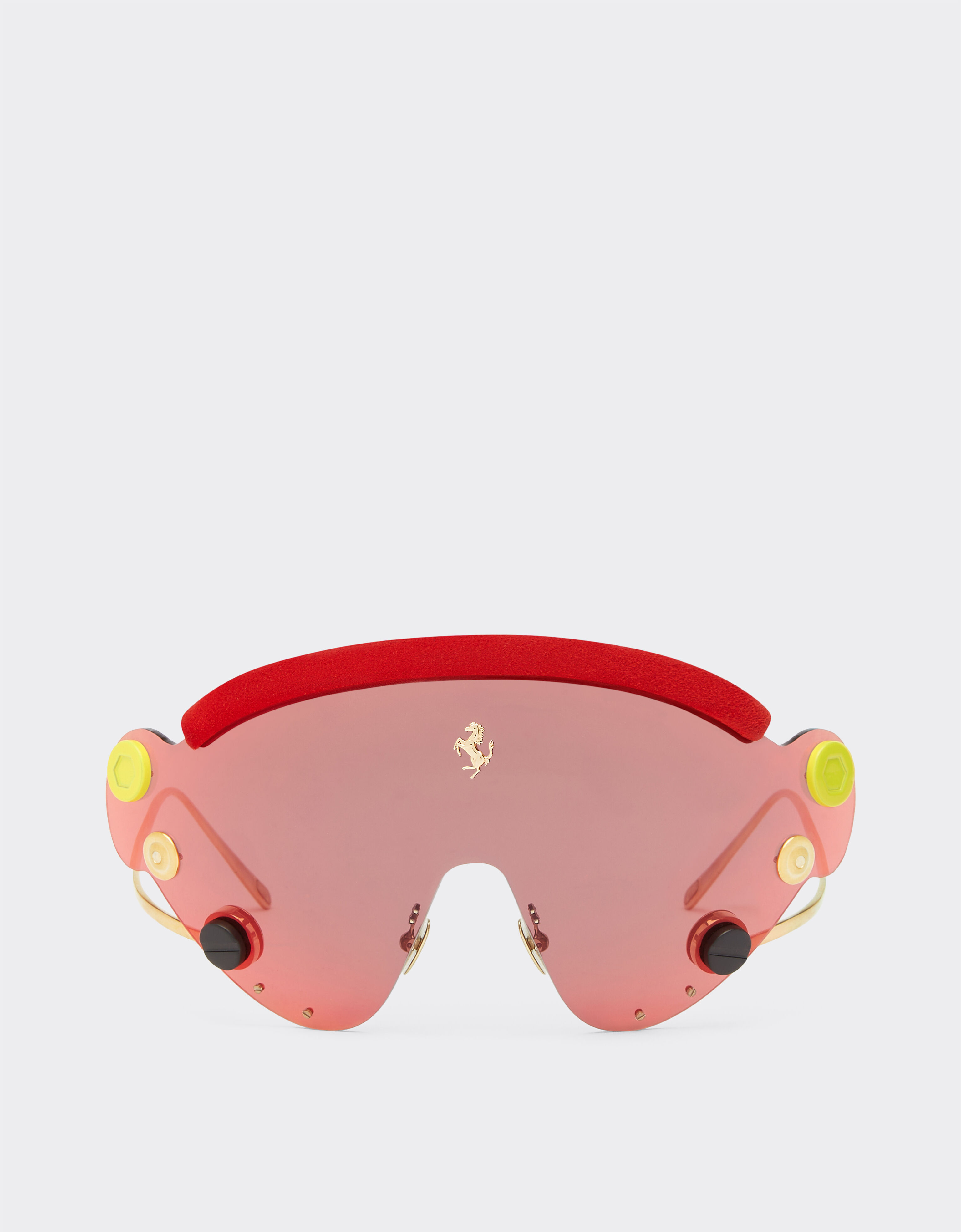 Ferrari 限量版法拉利红色镜面面罩式红色与金色金属太阳镜 银色 F1248f