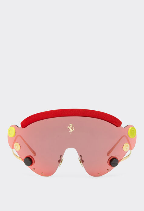 Ferrari Limited Edition Ferrari sunglasses in red and gold-tone metal with red mirror shield Black Matt F1251f