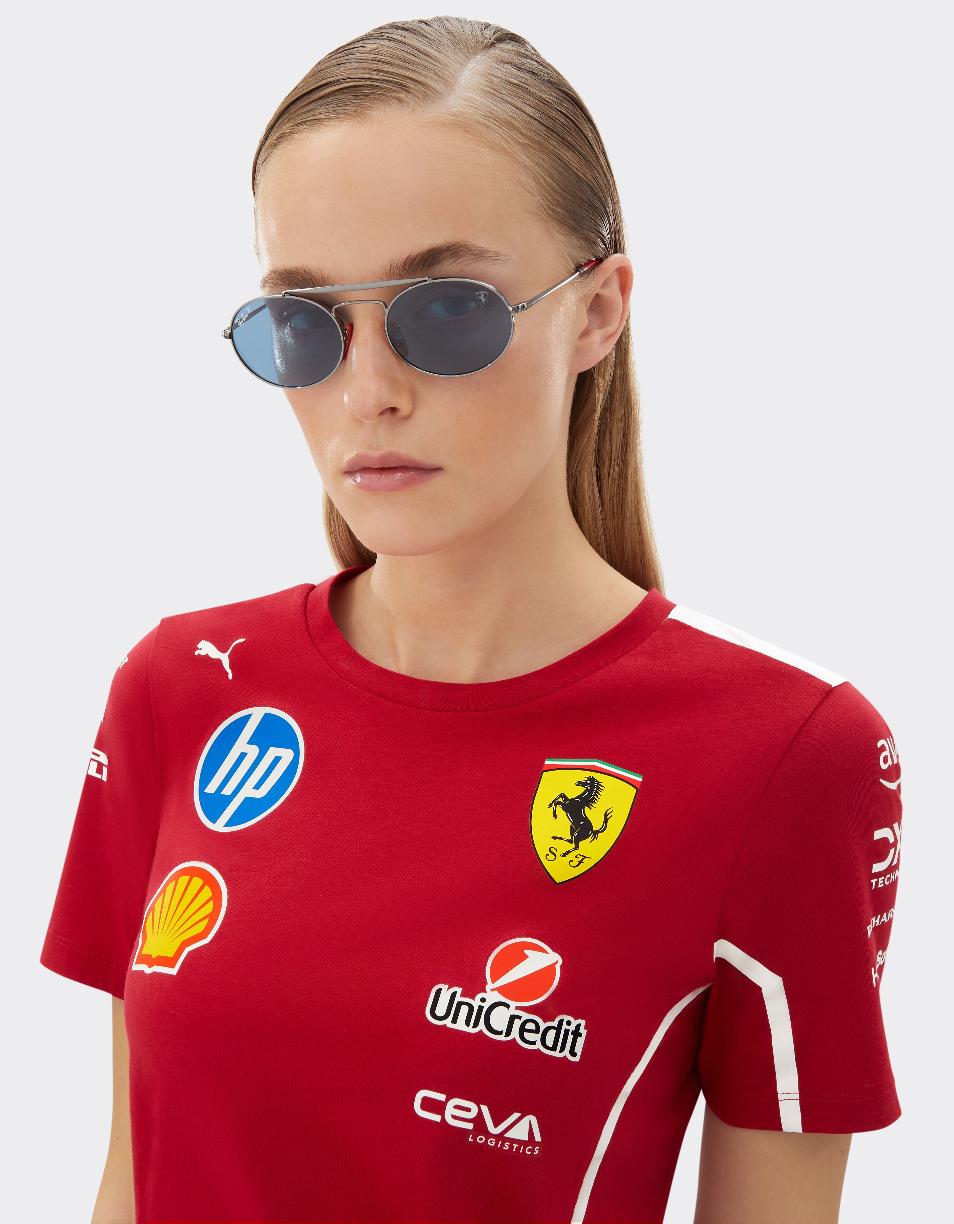 Ferrari Ray-Ban for Scuderia Ferrari RB3775M en bronce y rojo con lentes azules polarizadas Gris metálico LA0EBf