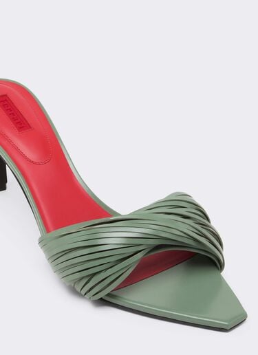 Ferrari Leather Mules with Carved Fringes Salvia CSWML0004XL00007f