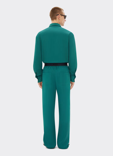 Ferrari Wide-leg trousers in recycled satin Ficus Green 21867f