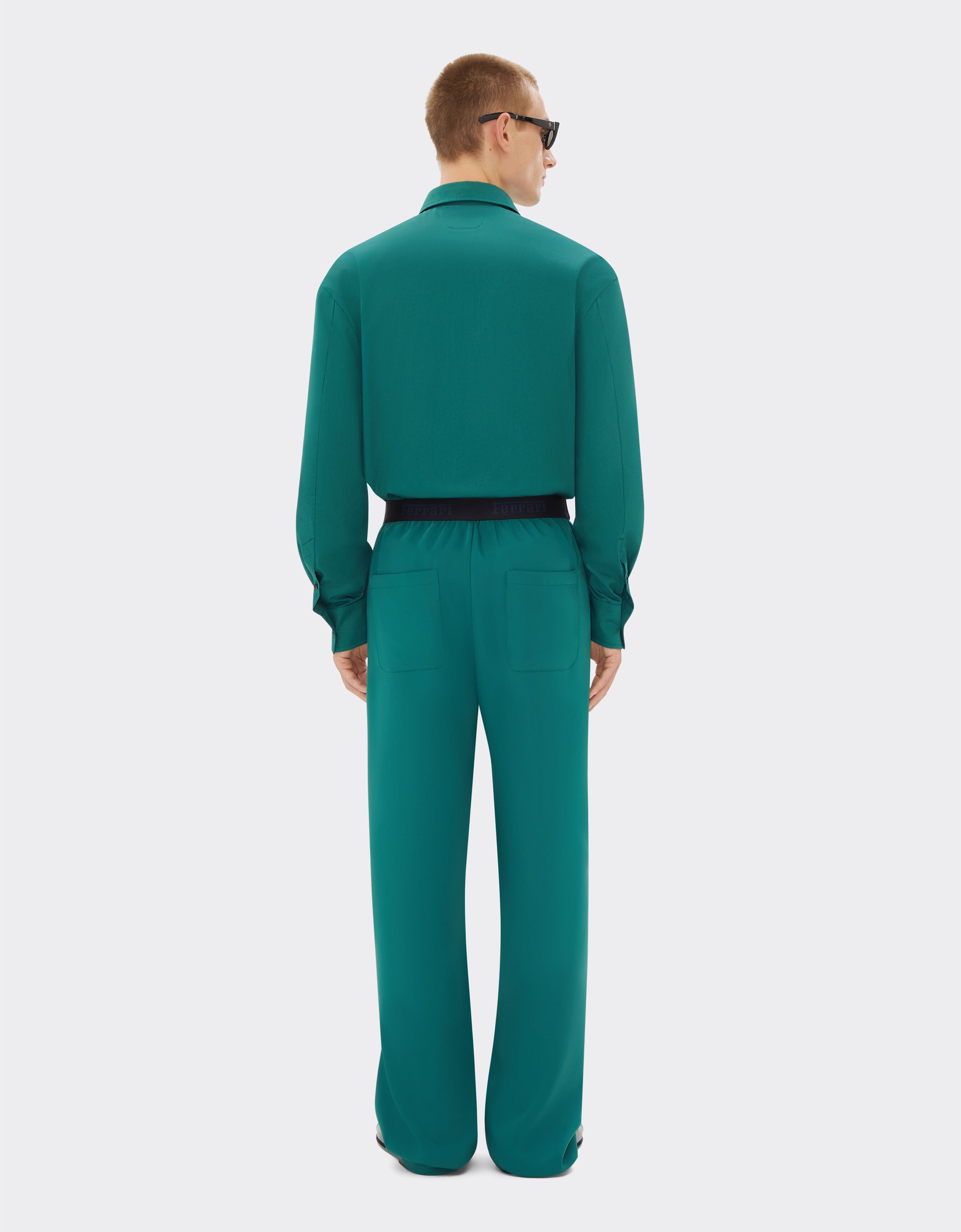 Ferrari Wide-leg trousers in recycled satin Ficus Green 21867f