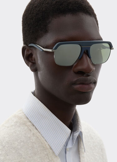 Ferrari Gafas de sol Ferrari de titanio gunmetal cristales espejados grises Azul escocés LA0EPf