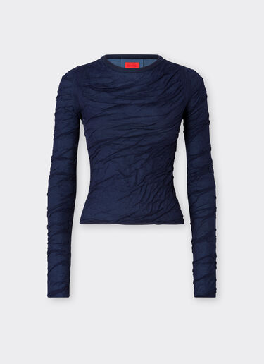 Ferrari Pull slim en laine et coton Bleu marine 21034f