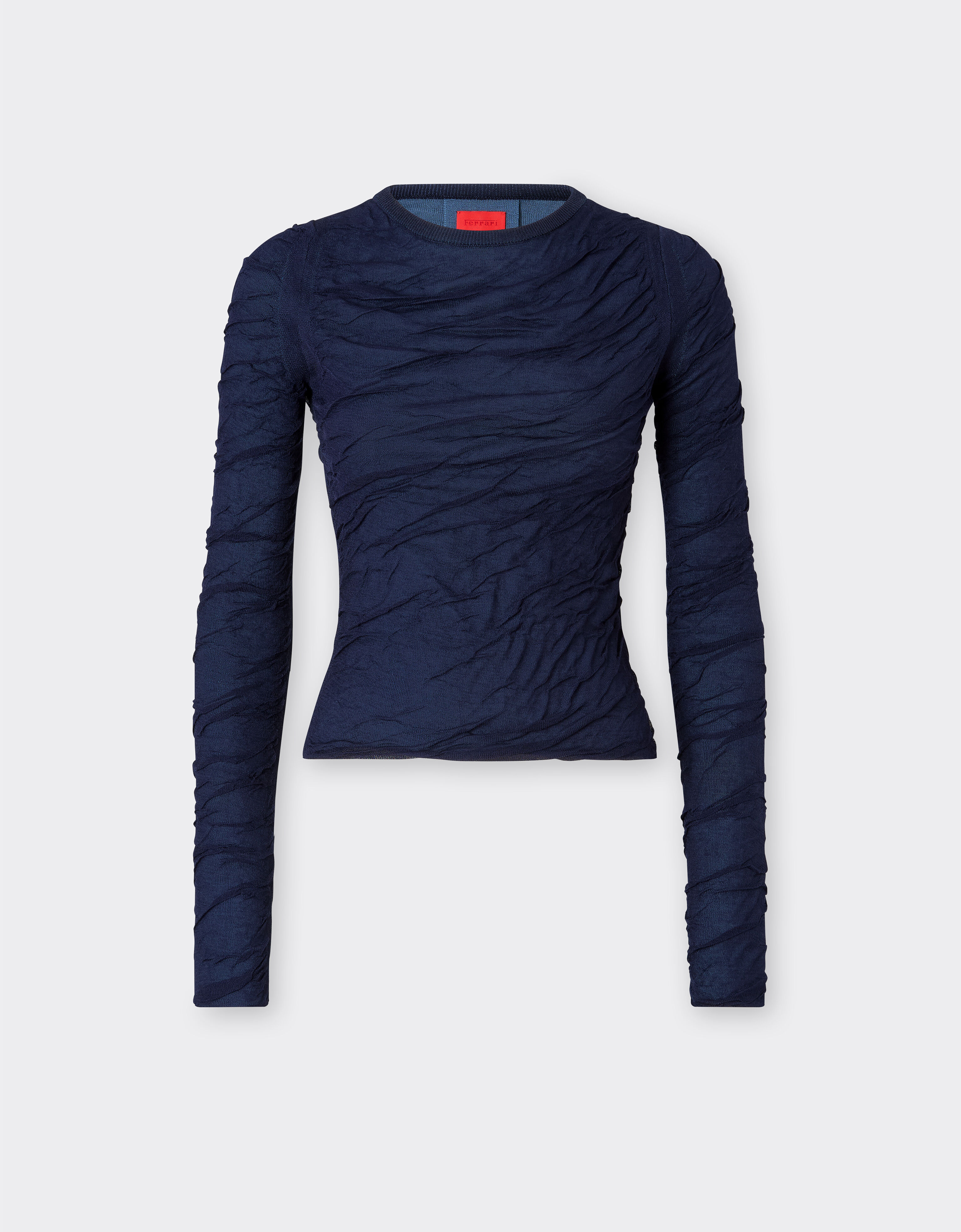 Ferrari Pull slim en laine et coton Bleu marine 21034f