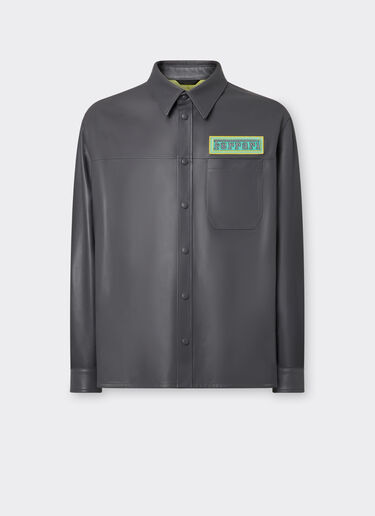 Ferrari Miami Collection overshirt jacket in nappa leather Dark Grey 21236f