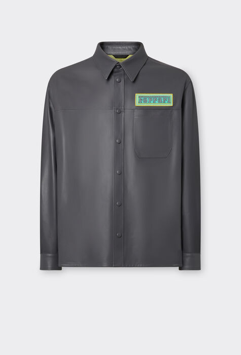 Ferrari Miami Collection overshirt jacket in nappa leather Dark Grey 21242f