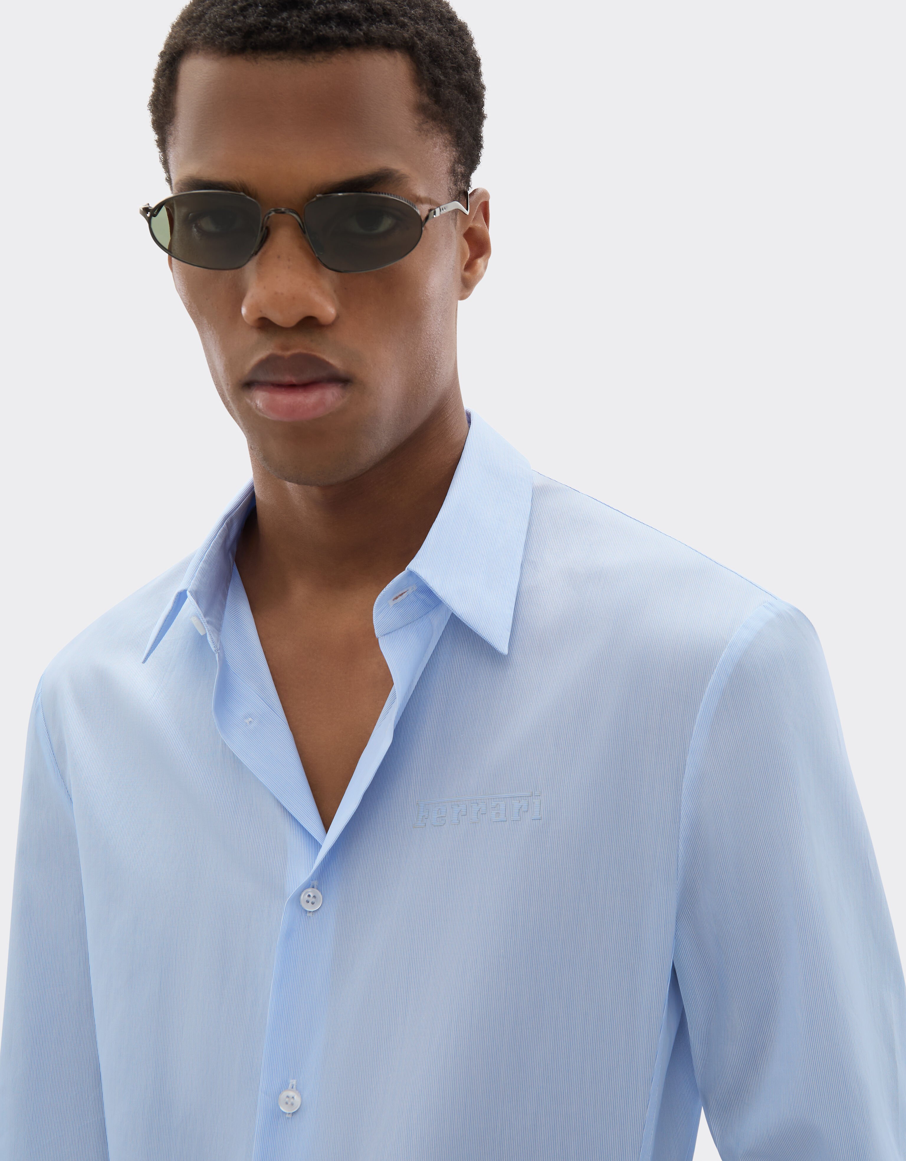 Ferrari Cotton shirt with micro-stripe Optical White 22617f