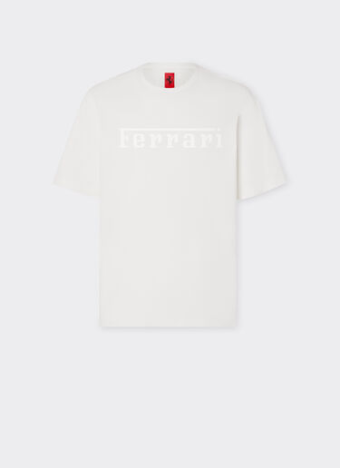 Ferrari T-shirt in cotone con logo Ferrari Bianco Ottico 48115f