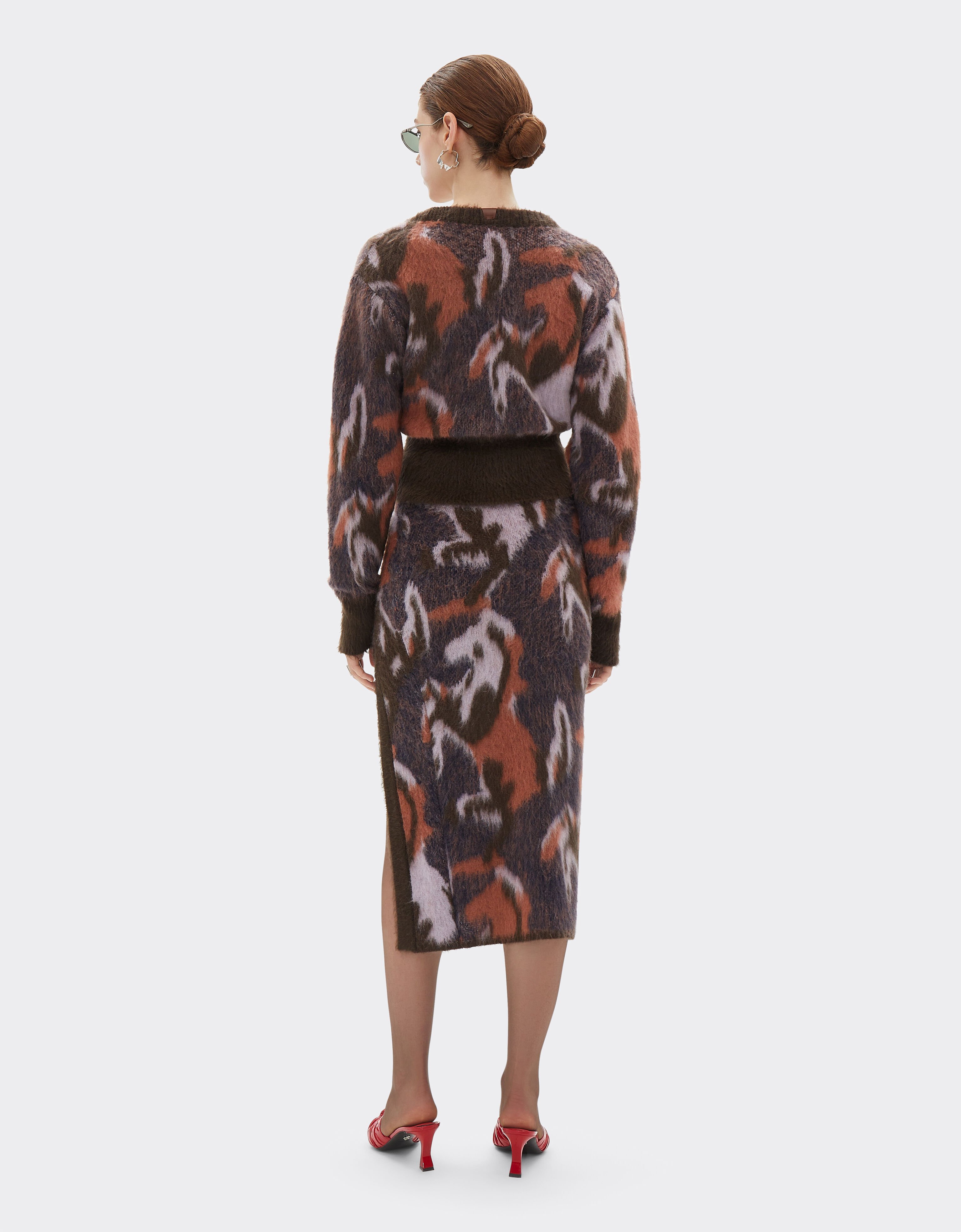 Ferrari Knit cardigan with Cavallino Ikat pattern Espresso 22530f