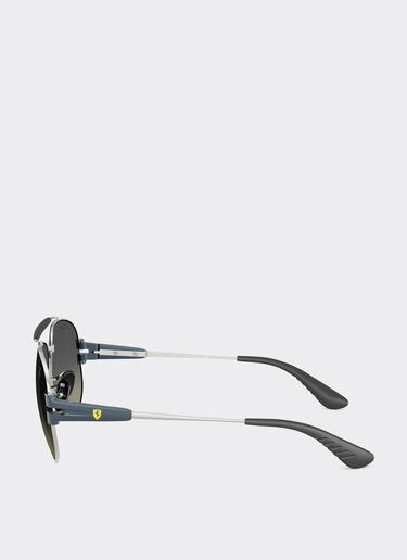 Ferrari Ray-Ban for Scuderia Ferrari RB3762M in metallo argento e azzurro opaco con lenti grigie sfumate Silver LA019f