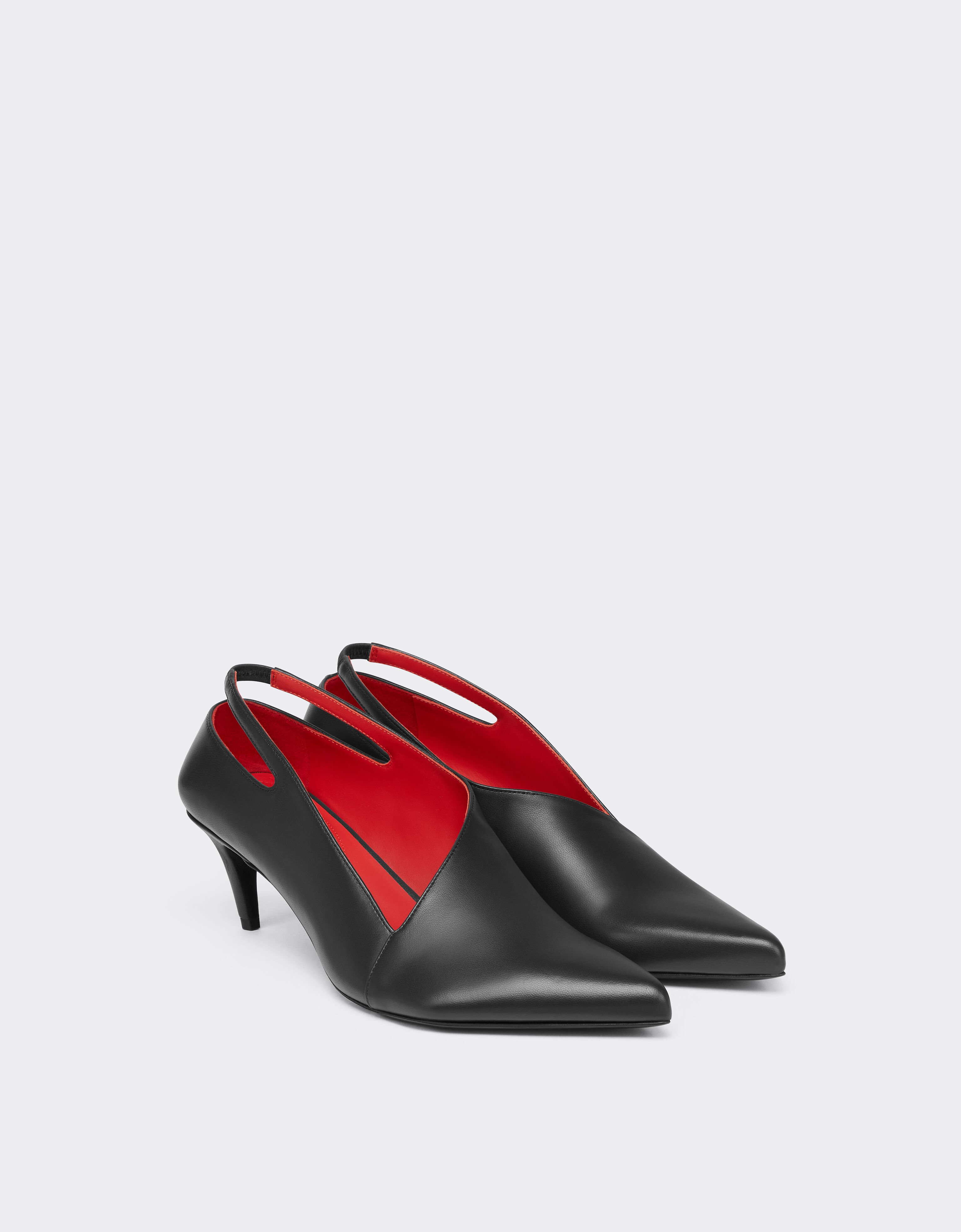Leather Slingback with Side Cut-out Ferrari Leather Slingback with Side Cut-out Marrone Scuro CSWSL0006XL00004f