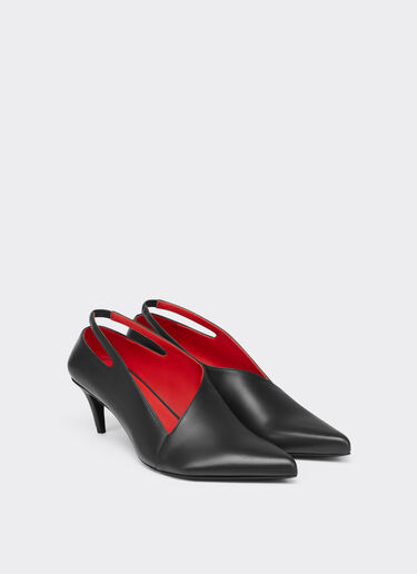 Leather Slingback with Side Cut-out Ferrari Leather Slingback with Side Cut-out Marrone Scuro CSWSL0006XL00004f