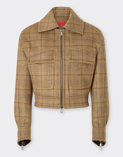 Ferrari Blusón de lana y tartán Espresso 22609f