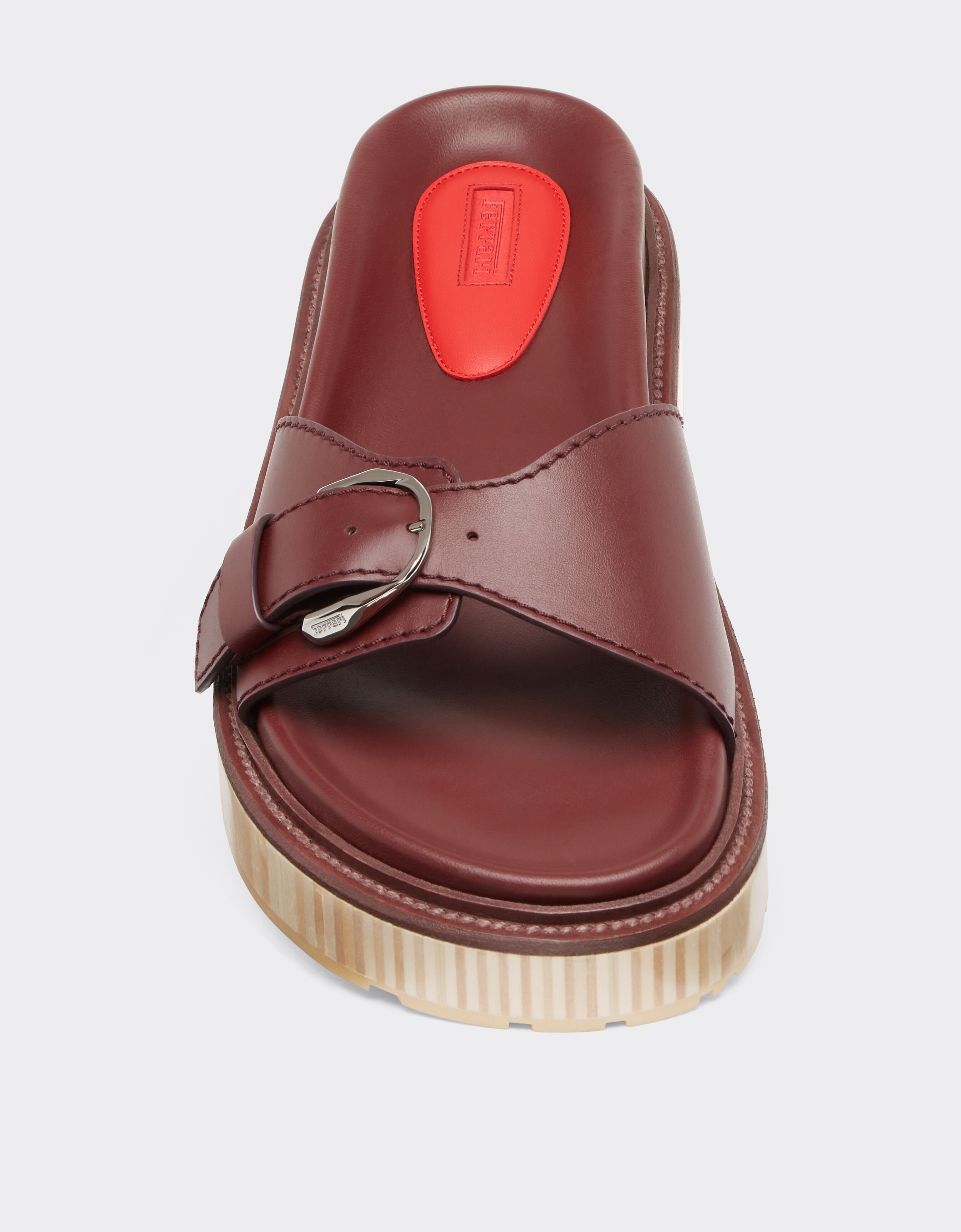 Ferrari Coulisseau en cuir avec semelle en bois Rouge Maison 22132f