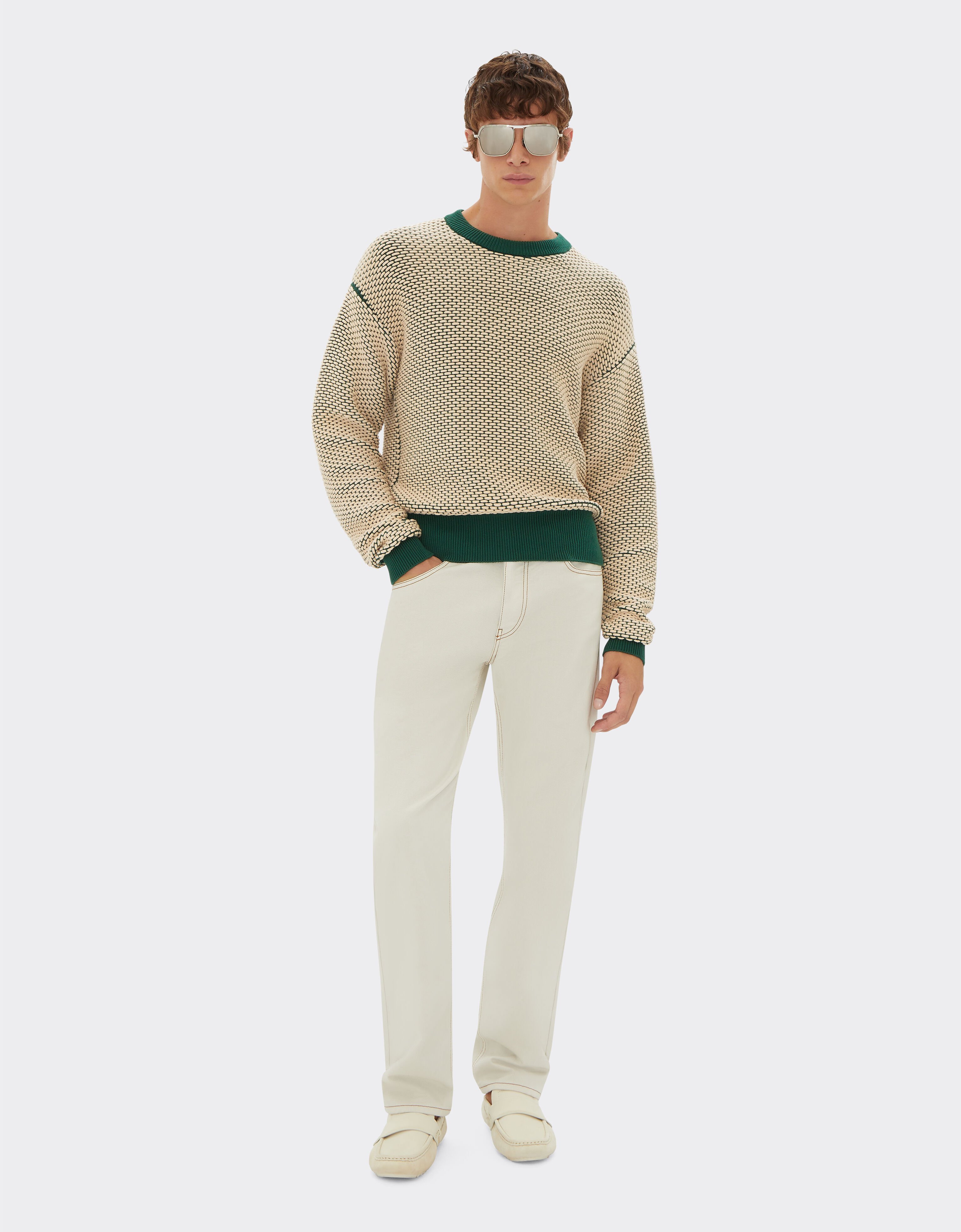 Ferrari Jumper in 3D-effect cotton-blend fabric Ecru 21837f