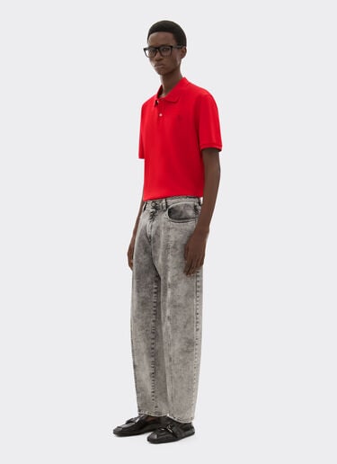 Ferrari Organic cotton piqué polo shirt with Prancing Horse Rosso Corsa CJMPO0014JCO0053f