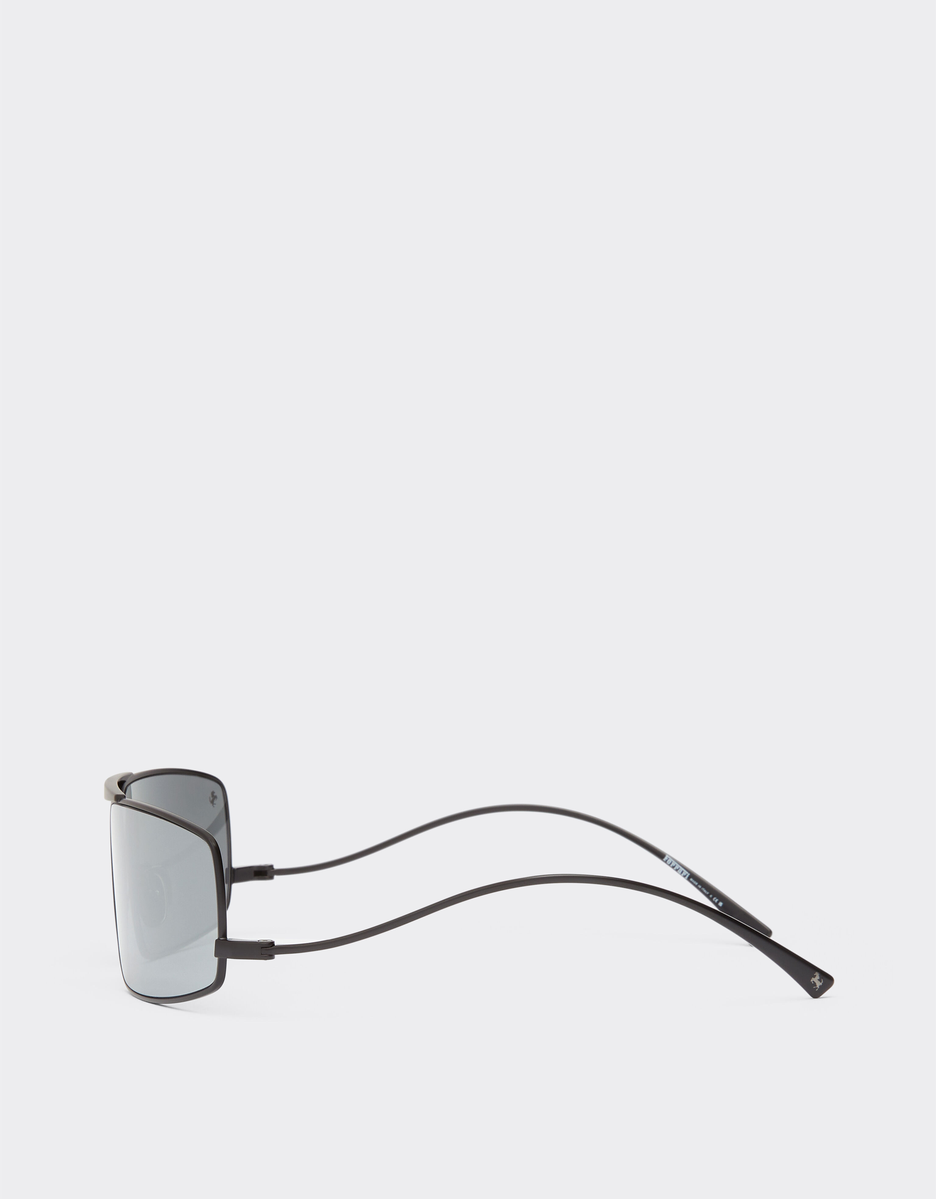 Ferrari 法拉利银色镜面镜片黑色金属太阳镜 哑光黑 F1210f