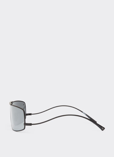 Ferrari 法拉利银色镜面镜片黑色金属太阳镜 哑光黑 F1210f