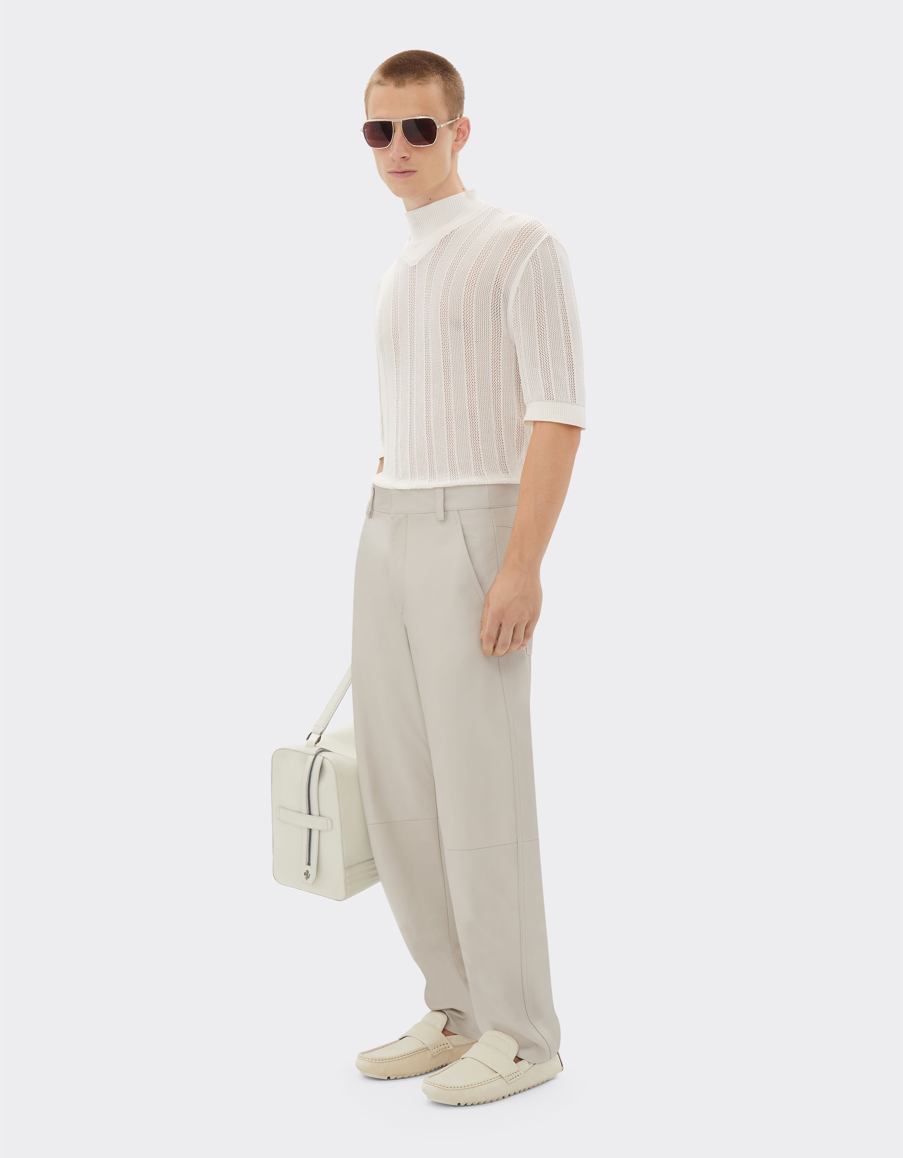 Ferrari Chinos in nappa leather Ecru 21777f
