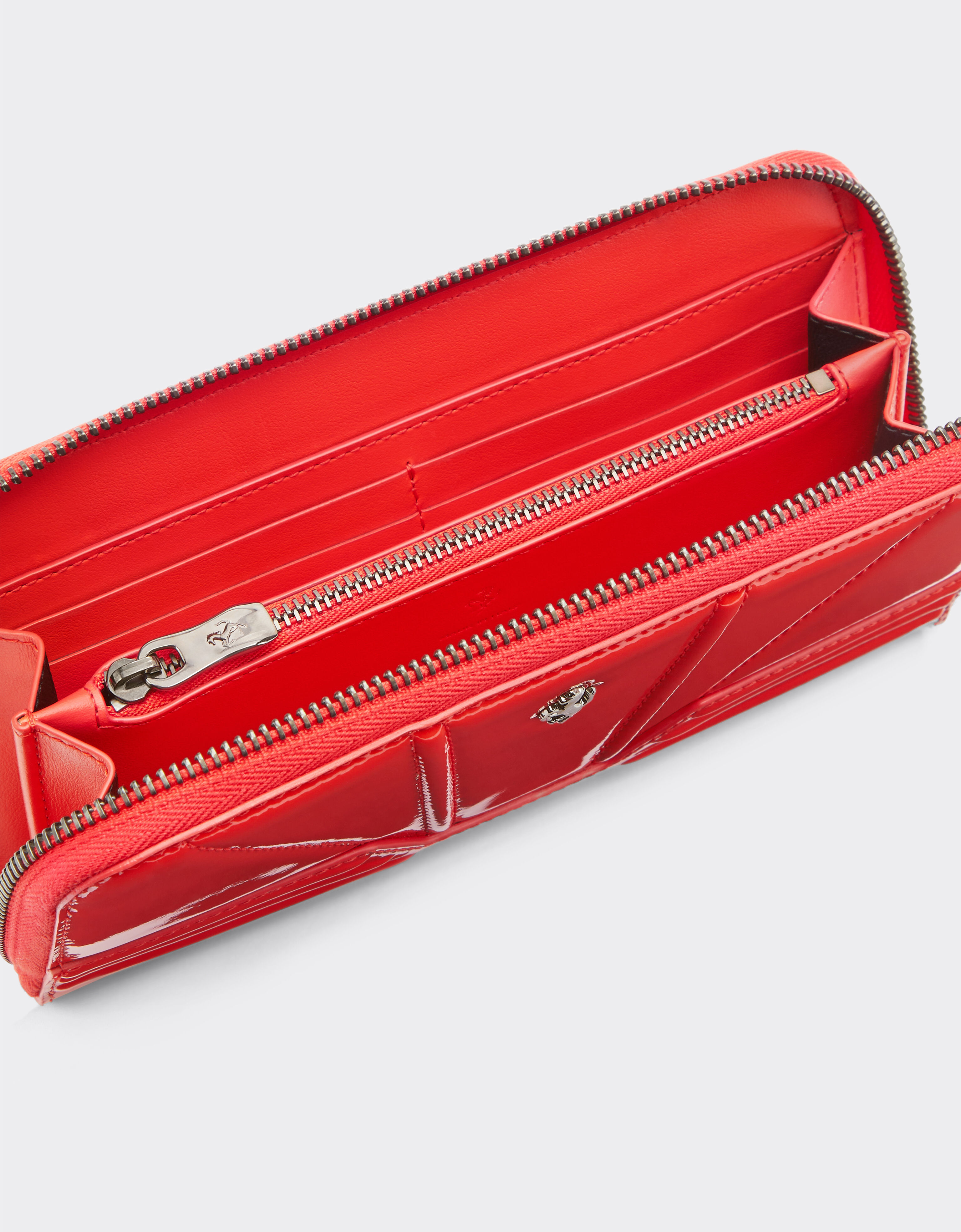 Ferrari Portemonnaie aus Lackleder mit Reißverschluss Rosso Dino 20242f