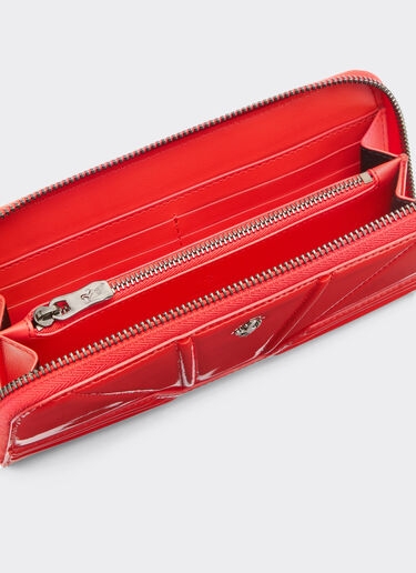 Ferrari Portemonnaie aus Lackleder mit Reißverschluss Rosso Dino 20242f