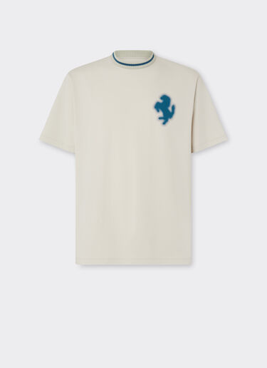 Ferrari Cotton T-shirt with embossed Prancing Horse Chalk 49119f